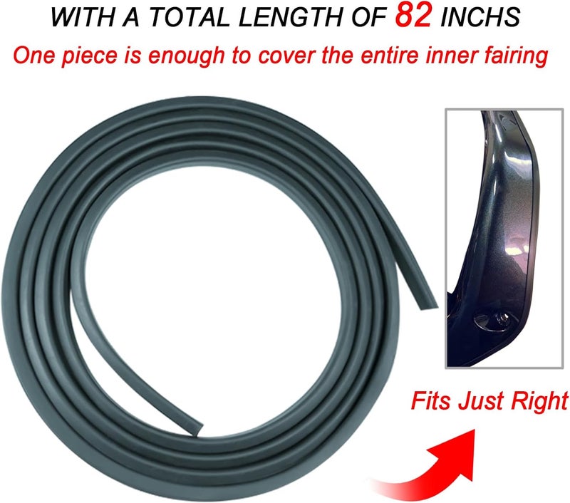 IVWFU 82 inch Extrusion Inner Fairing Speedometer Trim Seal Batwing Rubber Strip fits for 1996-2013 Harley Touring Models Electra Glide Street Glide FLHX FLHTC, Black, 1PC - Image 2